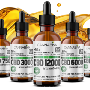 THC-Free Cannabiva Broad Spectrum CBD Oil Tincture Product Family featuring a 90-day money-back guarantee