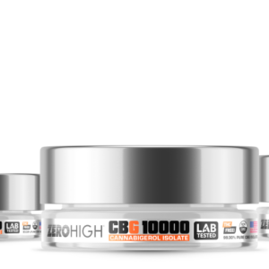 THC-Free Zero High CBG Isolate Powder Product Family featuring a 90-day money-back guarantee