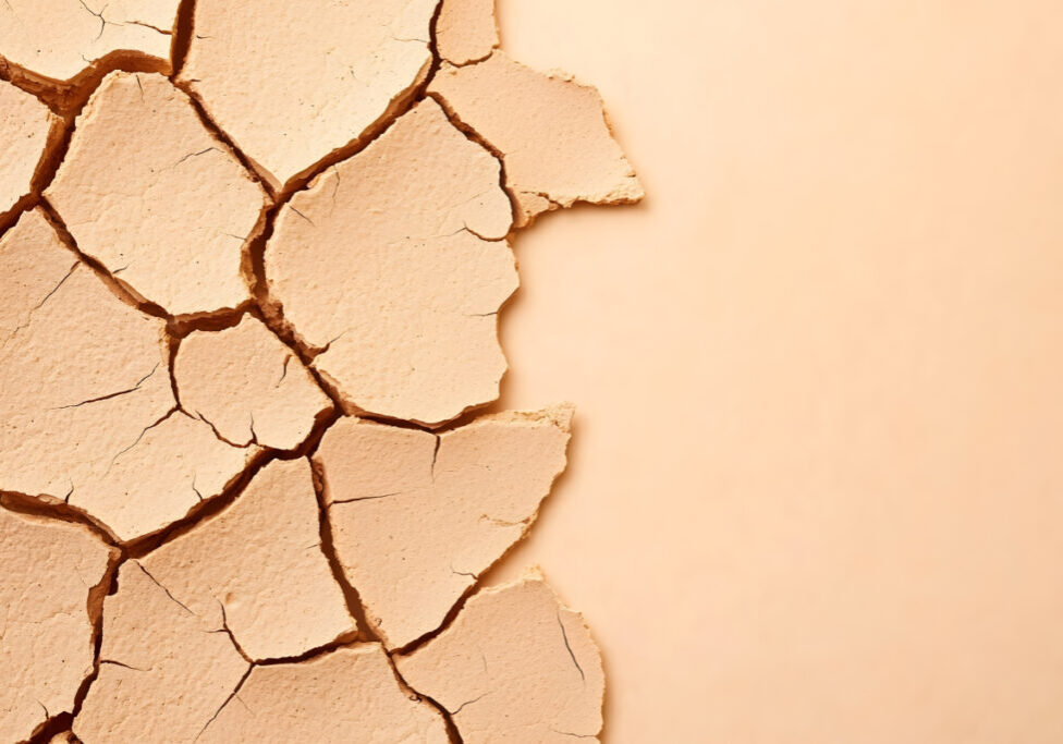 Cracked, dry surface symbolizing eczema-prone skin